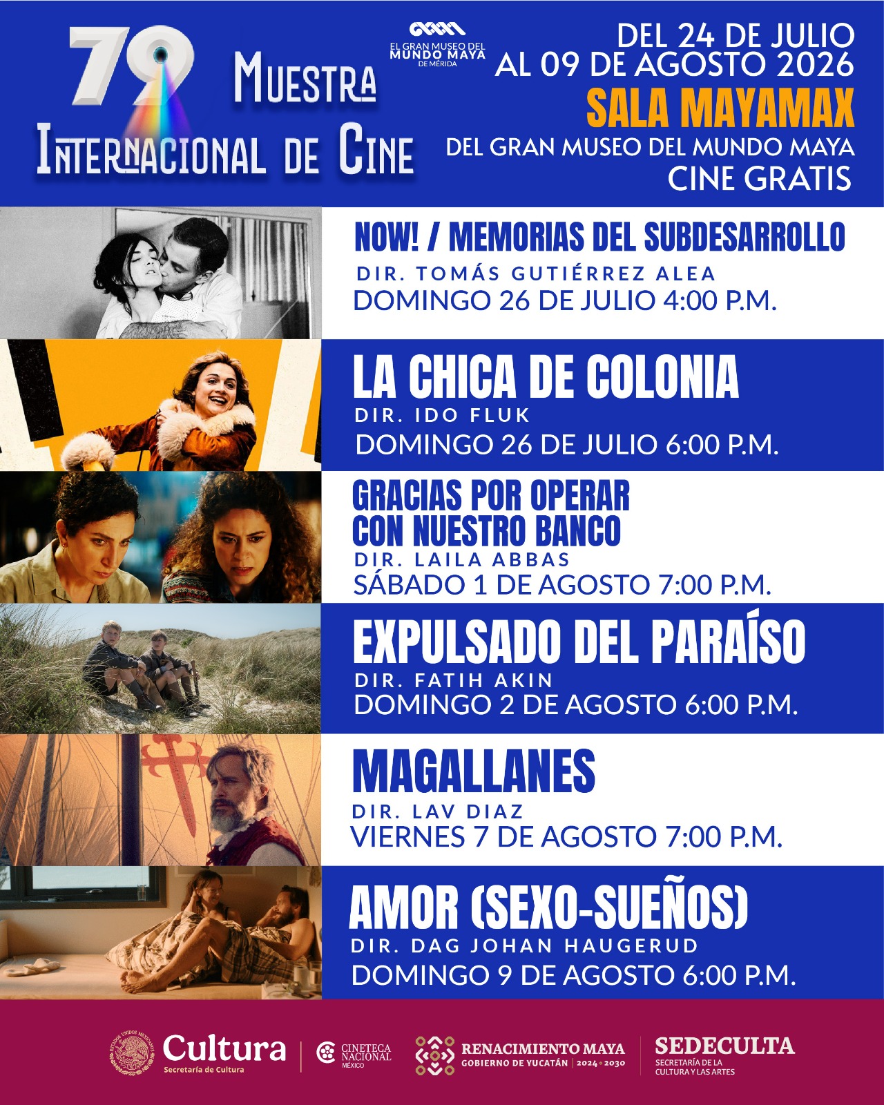 Cine internacional gratuito llega a Yucatán con la 79.ª Muestra de la Cineteca Nacional / Del 24 de julio al 9 de agosto, se proyectarán 13 películas reconocidas en festivales internacionales