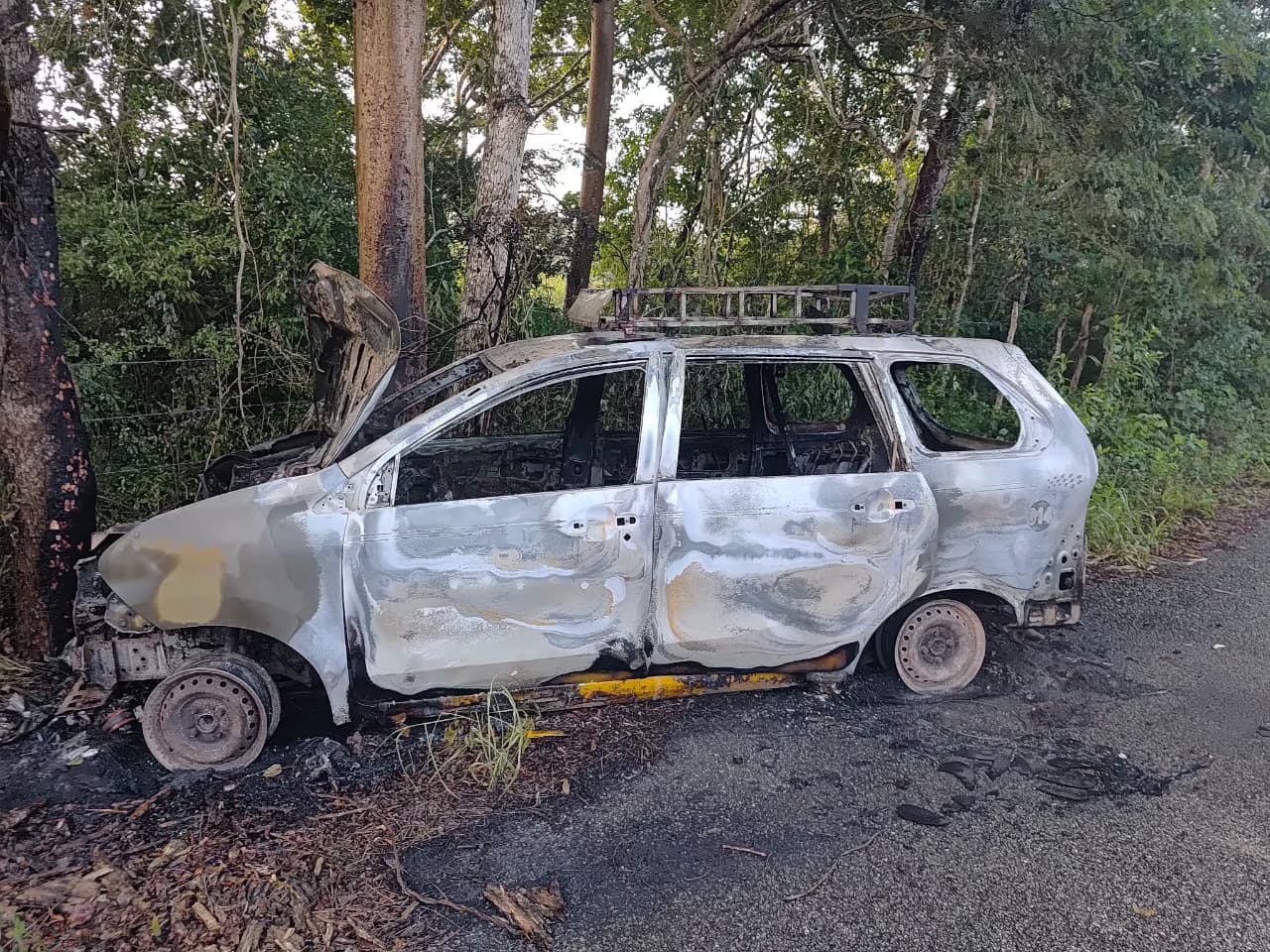 Se duerme al volante en la carretera, pierde el control, choca contra un árbol y se incendia su vehículo / Sale ileso por fortuna